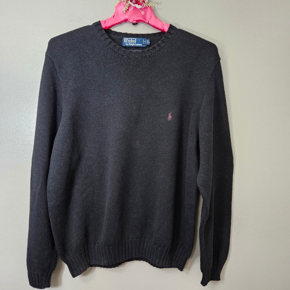 Vintage 90s Polo Ralph Lauren Men XL Charcoal Knit Crewneck Sweater Preppy Old$